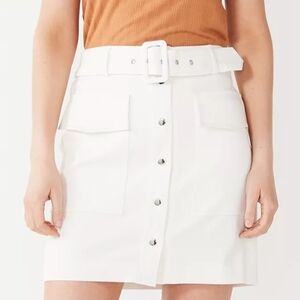 Nine West White Button-Down Mini Skirt Plus Size XXL #107